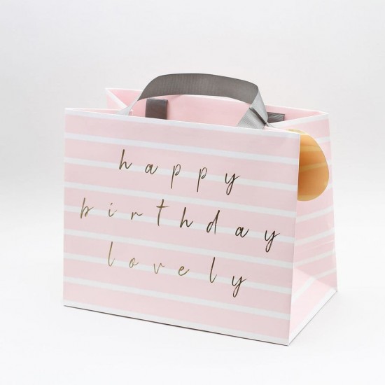 Pink Stripe Lovely Tote Gift Bag GB06