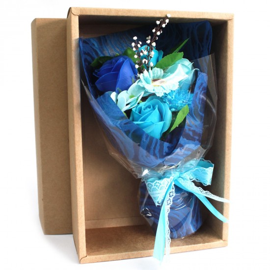 Hand soap flower bouquet boxed blue