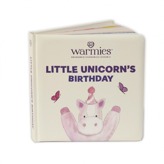 Little unicorns birthday warmies book