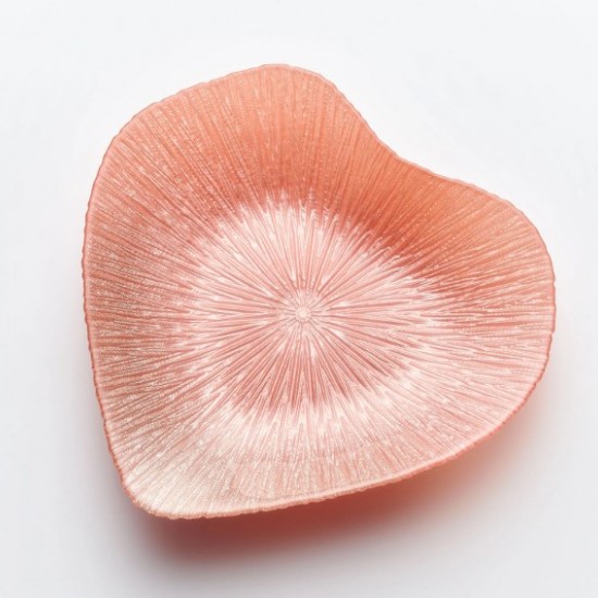 30cm glass bowl heart pink 