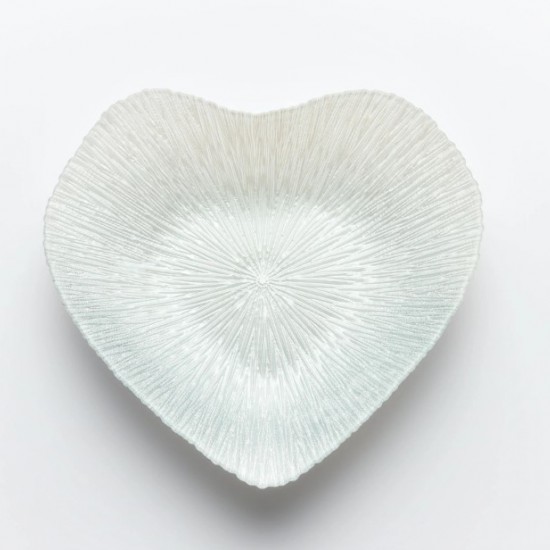 30cm glass bowl heart silver