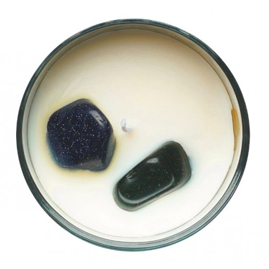 Celestial Gemstone Candle 200g with Blue Gold Stone - Ethereal Skies