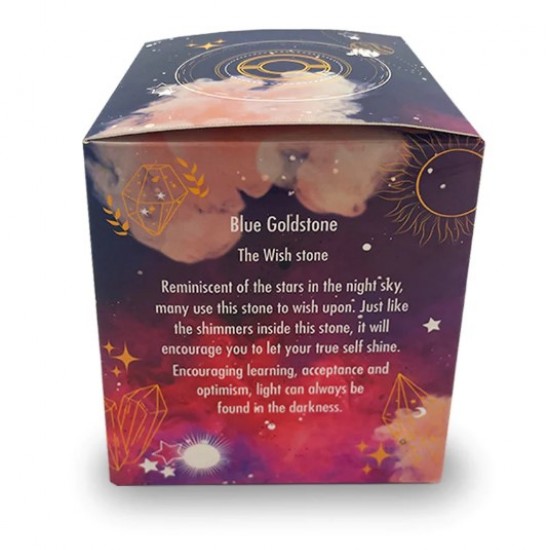 Celestial Gemstone Candle 200g with Blue Gold Stone - Ethereal Skies