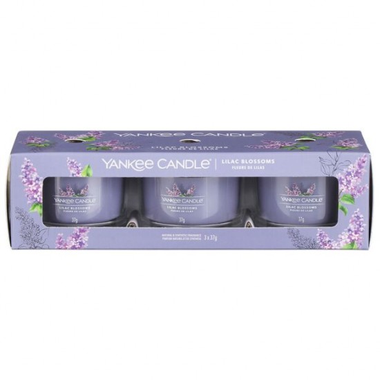 Lilac Blossoms 3 filled votive set 