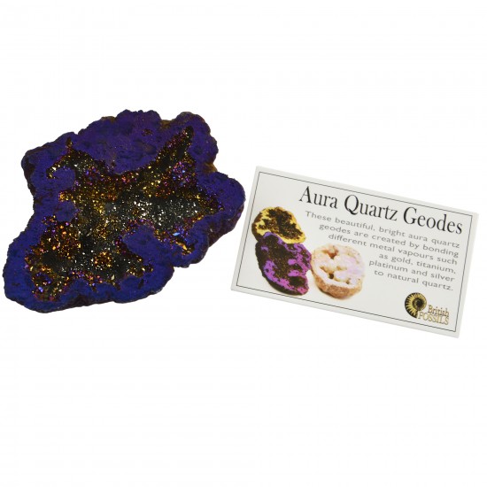 Aura quartz geode in box- assorted colour