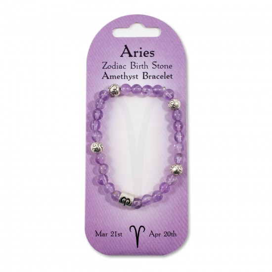 Crystal energy Zodiac bracelet Aries- Amethyst