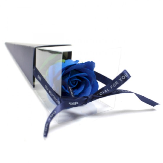 Single Blue soap flower Rose in gift box