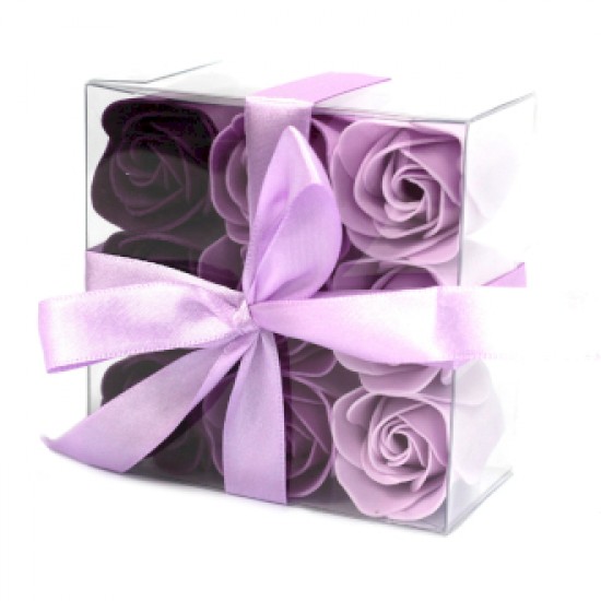 Soap Flowers 9 lavender roses in gift box