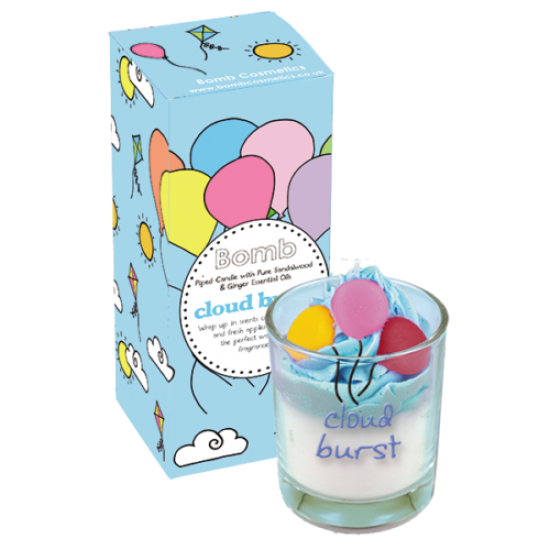 Cloud burst piped candle in box